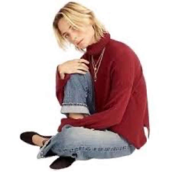 J. Crew Side Slit Supersoft Turtleneck Sweater in Burgundy - Picture 2 of 16